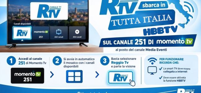 ReggioTV sbarca in tutta Italia sul canale 251